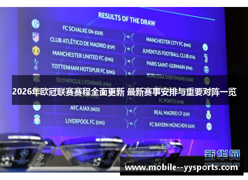 2026年欧冠联赛赛程全面更新 最新赛事安排与重要对阵一览 2026年欧冠联赛赛程全面更新 最新赛事安排与重要对阵一览